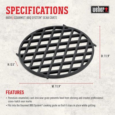 Weber Gourmet Bbq System Sear Grate Black 15.00 X 2.00 Inches