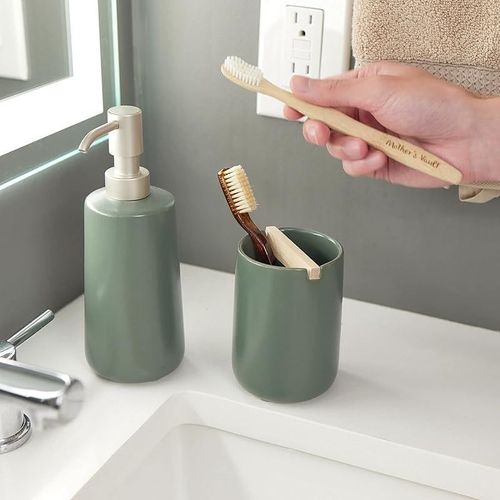 Idesign Eco Vanity Ceramic Soap Dispenser - Green