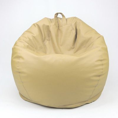 LUXE DECORA Classic Round Faux Leather Bean Bag with Polystyrene Beads Filling (Kids - XS, Beige)