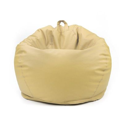LUXE DECORA Classic Round Faux Leather Bean Bag with Polystyrene Beads Filling (Kids - XS, Beige)