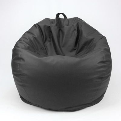 LUXE DECORA Classic Round Faux Leather Bean Bag with Polystyrene Beads Filling (Kids - XS, Black)