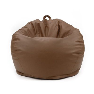 Luxe Decora Classic Round Faux Leather Bean Bag with Polystyrene Beads Filling (Kids - XS, Brown)