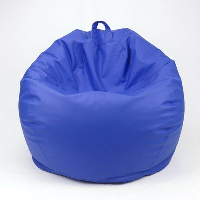 Luxe Decora Classic Round Faux Leather Bean Bag with Polystyrene Beads Filling (Kids - XS, Royal Blue)