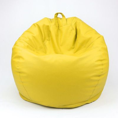 Luxe Decora Classic Round Faux Leather Bean Bag with Polystyrene Beads Filling (Kids - XS, Yellow)