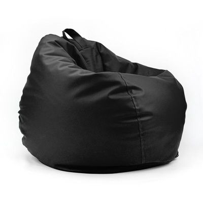 LUXE DECORA Classic Round Faux Leather Bean Bag with Polystyrene Beads Filling (Kids - S, Black)