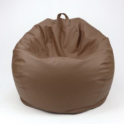 Luxe Decora Classic Round Faux Leather Bean Bag with Polystyrene Beads Filling (Kids - S, Brown)
