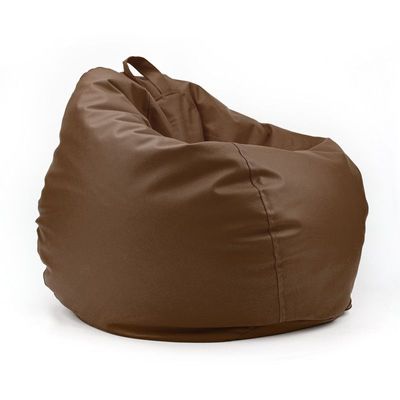 Luxe Decora Classic Round Faux Leather Bean Bag with Polystyrene Beads Filling (Kids - S, Brown)