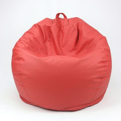 Luxe Decora Classic Round Faux Leather Bean Bag with Polystyrene Beads Filling (Kids - S, Red)