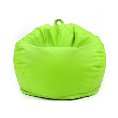 LUXE DECORA Classic Round Faux Leather Bean Bag with Polystyrene Beads Filling (L, Light Green)