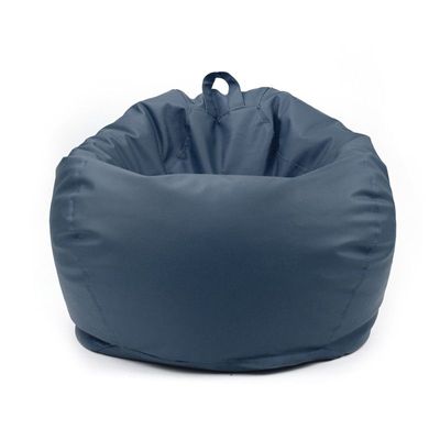 LUXE DECORA Classic Round Faux Leather Bean Bag with Polystyrene Beads Filling (L, Navy Blue)