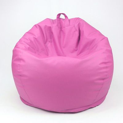 LUXE DECORA Classic Round Faux Leather Bean Bag with Polystyrene Beads Filling (L, Pink)