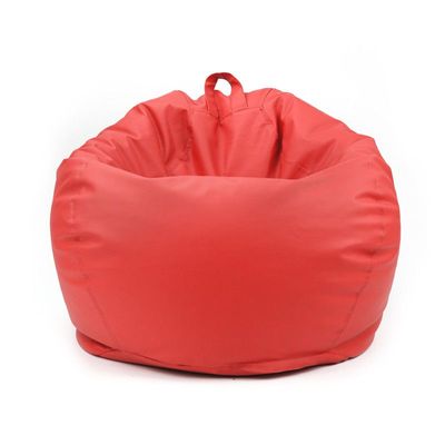 LUXE DECORA Classic Round Faux Leather Bean Bag with Polystyrene Beads Filling (L, Red)