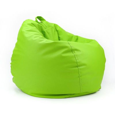 Luxe Decora Classic Round Faux Leather Bean Bag with Polystyrene Beads Filling (XL, Light Green)