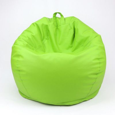 Luxe Decora Classic Round Faux Leather Bean Bag with Polystyrene Beads Filling (XL, Light Green)