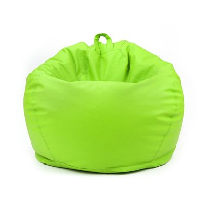 Luxe Decora Classic Round Faux Leather Bean Bag with Polystyrene Beads Filling (XL, Light Green)