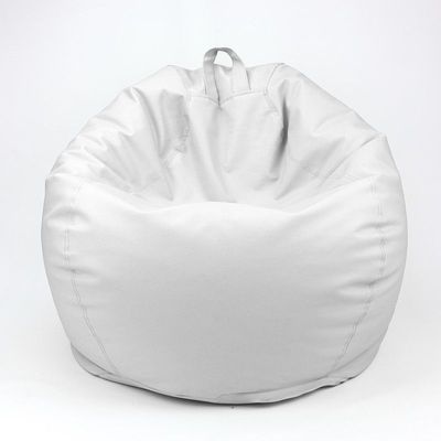 Luxe Decora Classic Round Faux Leather Bean Bag with Polystyrene Beads Filling (XL, White)
