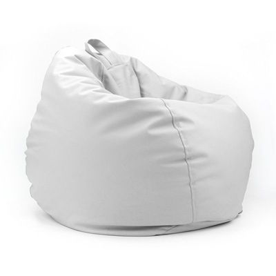 Luxe Decora Classic Round Faux Leather Bean Bag with Polystyrene Beads Filling (XL, White)