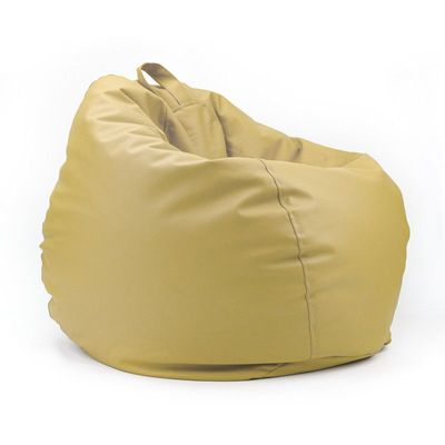 LUXE DECORA Classic Round Faux Leather Bean Bag with Polystyrene Beads Filling (XXL, Beige)
