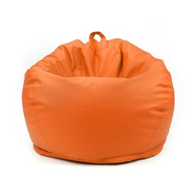 Luxe Decora Classic Round Faux Leather Bean Bag with Polystyrene Beads Filling (XXL, Orange)