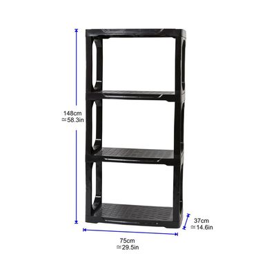 STRATA 4 Tier Garage Storage Shelf Unit Heavy Duty, 148H x 75W 37D cm, Shelving, Rack Warehouse Industrial Black, XW127-BLK-EX, Shelving Unit,