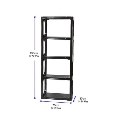 Strata, Made in UK, Heavy Duty 5 Tier Shelf Rack, Black, W75 x D37 x H196 cm , STR-XW128-BLK-EX 