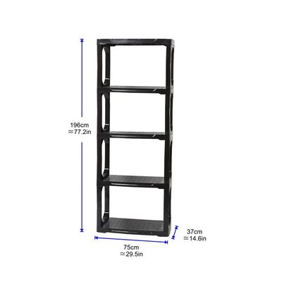 Strata, Made in UK, Heavy Duty 5 Tier Shelf Rack, Black, W75 x D37 x H196 cm , STR-XW128-BLK-EX 