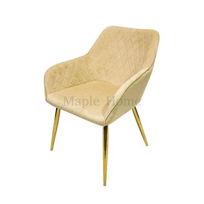 Velvet Accent Arm Dining Chair With Gold Metal Legs Kitchen Living Room Furniture