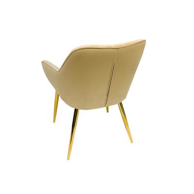 Velvet Accent Arm Dining Chair With Gold Metal Legs Kitchen Living Room Furniture Beige