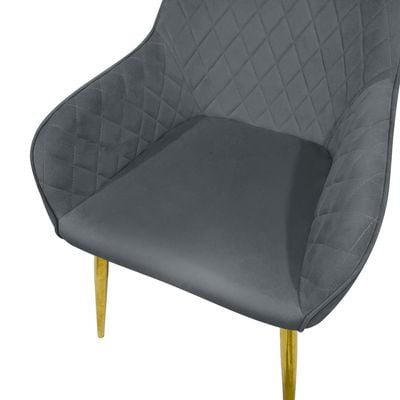 Velvet Accent Arm Dining Chair With Gold Metal Legs Kitchen Living Room Furniture Grey