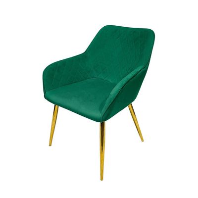 Velvet Accent Arm Dining Chair With Gold Metal Legs Kitchen Living Room Furniture Green