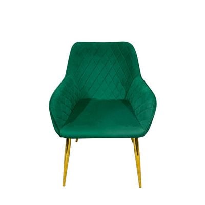 Velvet Accent Arm Dining Chair With Gold Metal Legs Kitchen Living Room Furniture Green