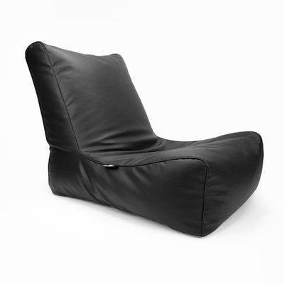 Luxe Decora Sereno Recliner Lounger Faux Leather Bean Bag With Filling (Large) - Black