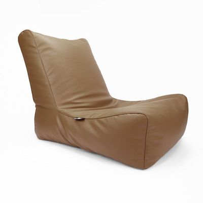 Luxe Decora Sereno Recliner Lounger Faux Leather Bean Bag With Filling (Large) - Brown