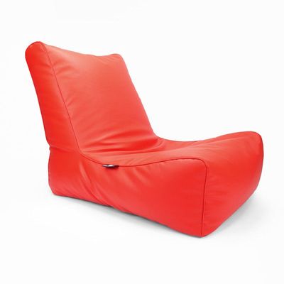 Luxe Decora Sereno Recliner Lounger Faux Leather Bean Bag With Filling (Large) - Red