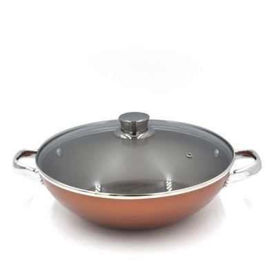 Prestige Ultra 28 Cm Kadai With Glass Lid And Pan Holder - Copper