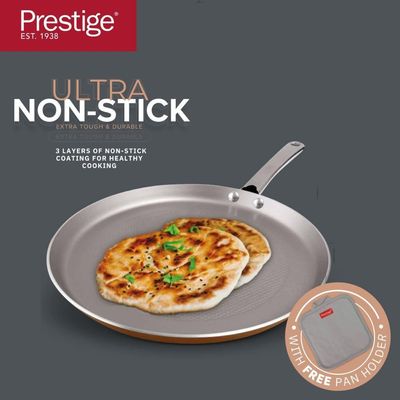 Prestige Ultra 24 Cm Flat Tawa With Pan Holder - Copper