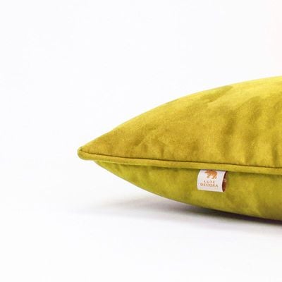 Luxe Decora Besya - Water Repellent Suede Cushion 45X45 Cm With Removable Cover - Golden Yellow