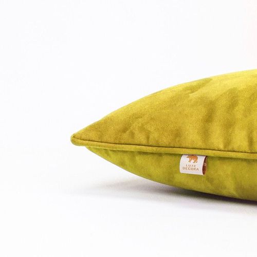 Luxe Decora Besya - Water Repellent Suede Cushion 45X45 Cm With Removable Cover - Golden Yellow