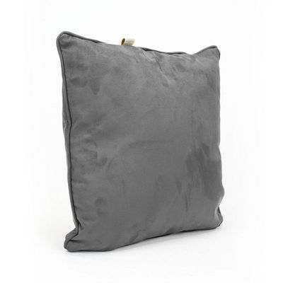 Luxe Decora Besya - Water Repellent Suede Cushion 45X45 Cm With Removable Cover - Steel Grey