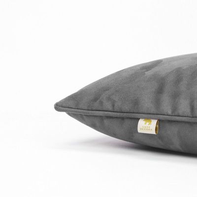 Luxe Decora Besya - Water Repellent Suede Cushion 45X45 Cm With Removable Cover - Steel Grey