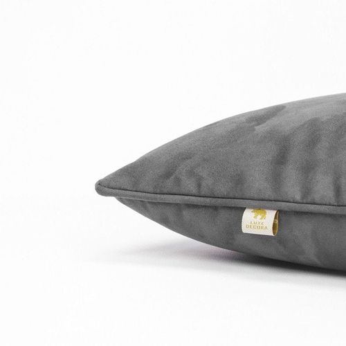Luxe Decora Besya - Water Repellent Suede Cushion 45X45 Cm With Removable Cover - Steel Grey