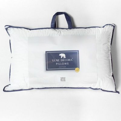Luxe Decora Soft Cotton Hotel Stripe Pillow Micro Fiber With Golden Piping 70X50 Cm - White
