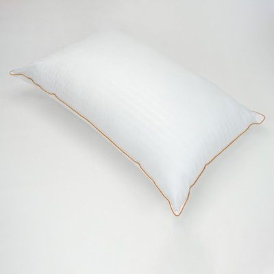 Luxe Decora 2 Pcs Soft Cotton Hotel Stripe Pillow Micro Fiber With Golden Piping 70X50 Cm - White