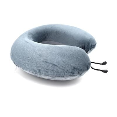 Memory Foam Neck Pillow: Your Ultimate Travel Companion! - Grey