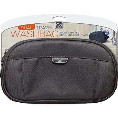 Go Travel Dual Water-Resistant Washbag With Grooming Compartment, Medium - Black