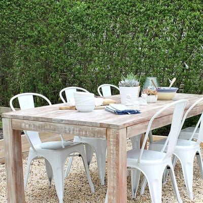 FDW Stackable Indoor-Outdoor Dining Chairs, Set of 4 - Cream