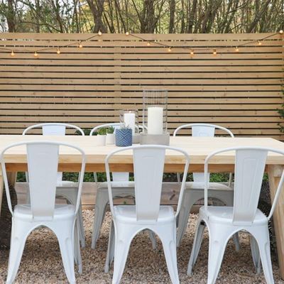 FDW Stackable Indoor-Outdoor Dining Chairs, Set of 4 - Cream