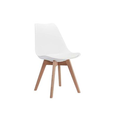 Canglong Modern Dining Chair With Wood Legs - White