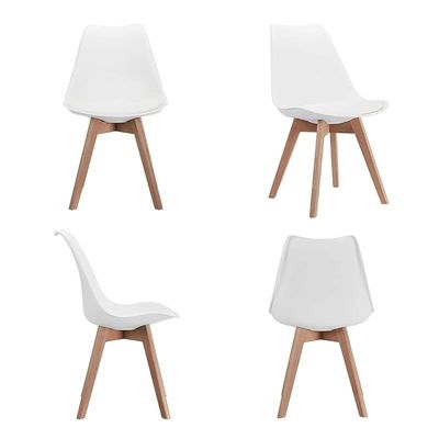 Canglong Modern Dining Chair With Wood Legs - White