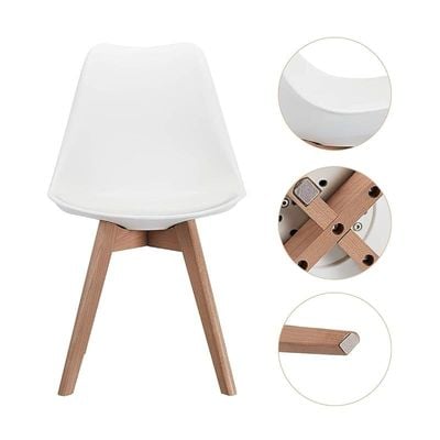 Canglong Modern Dining Chair With Wood Legs - White